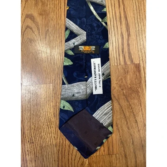 VTG Endangered Species Mens Tie Bruce's Rainforest 1996 Tree Frogs Print Silk - Picture 2 of 4